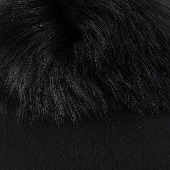 Vintage M Cashmere Wool Fox Fur Winter Coat Black - Picture 6 of 12